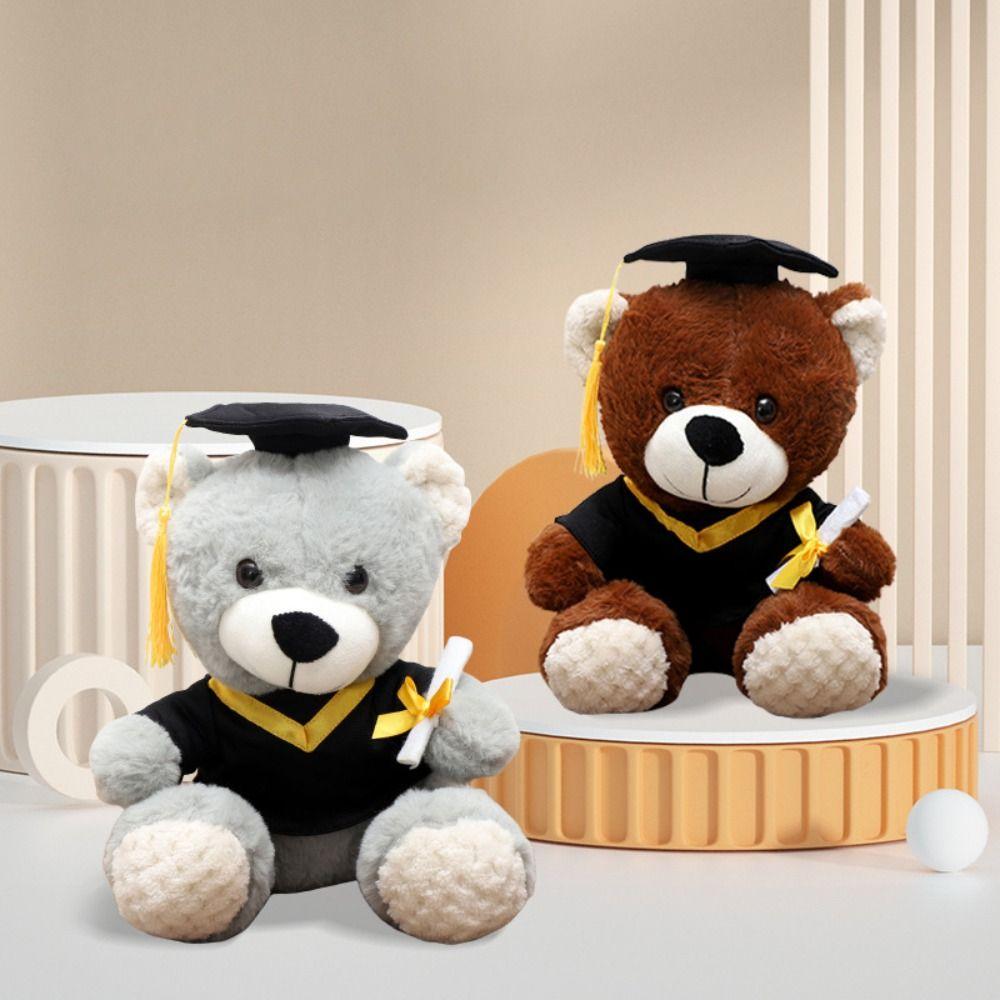 Stuffed Soft Graduation Bear Doll 25cm Sitting Bear Doll New Plush Dr. Bear Graduation Gift