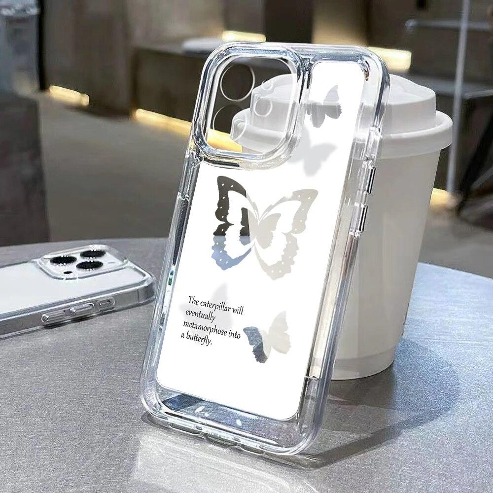 Милый прозрачный чехол для телефона с бабочкой для iPhone 11, чехол для iPhone 15 14 Pro 12 13 Pro Max X XR XS 7 8 15 Plus, противоударная мягкая задняя крышка
