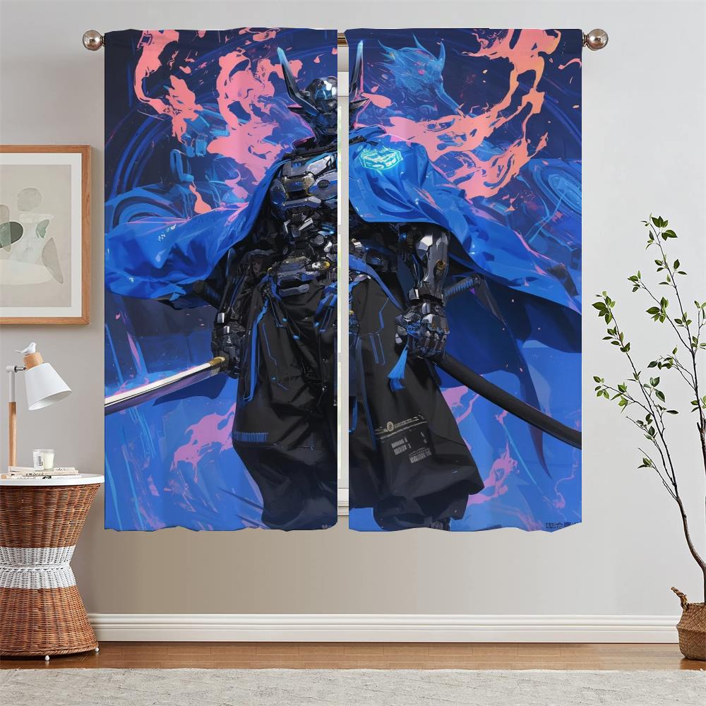 No Twin Ghost Flame Blackout Curtains Shade Curtain Living Room Decoration Black Out Curtains for Camera Window Blinds Partition