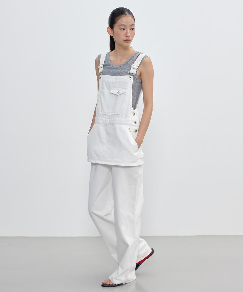 City Breeze Denim Layered Overalls_White