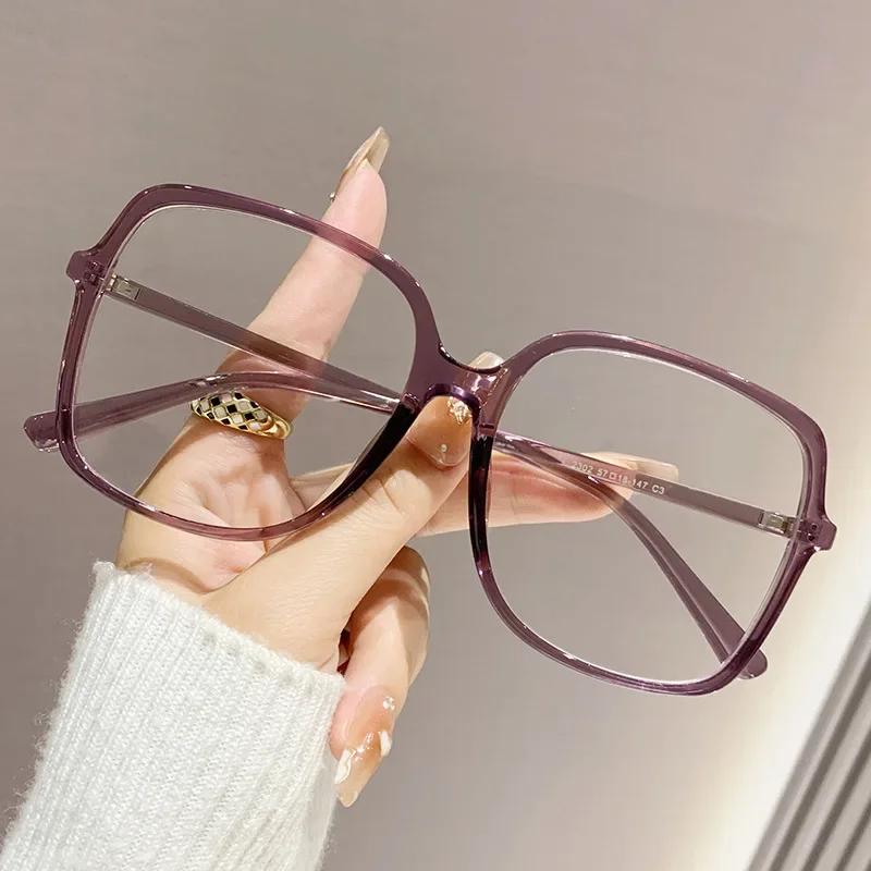 Luxury Big Frame Blue Light Blocking Glasses Retro Square Eyeglasses Ultra-light Trendy for Women