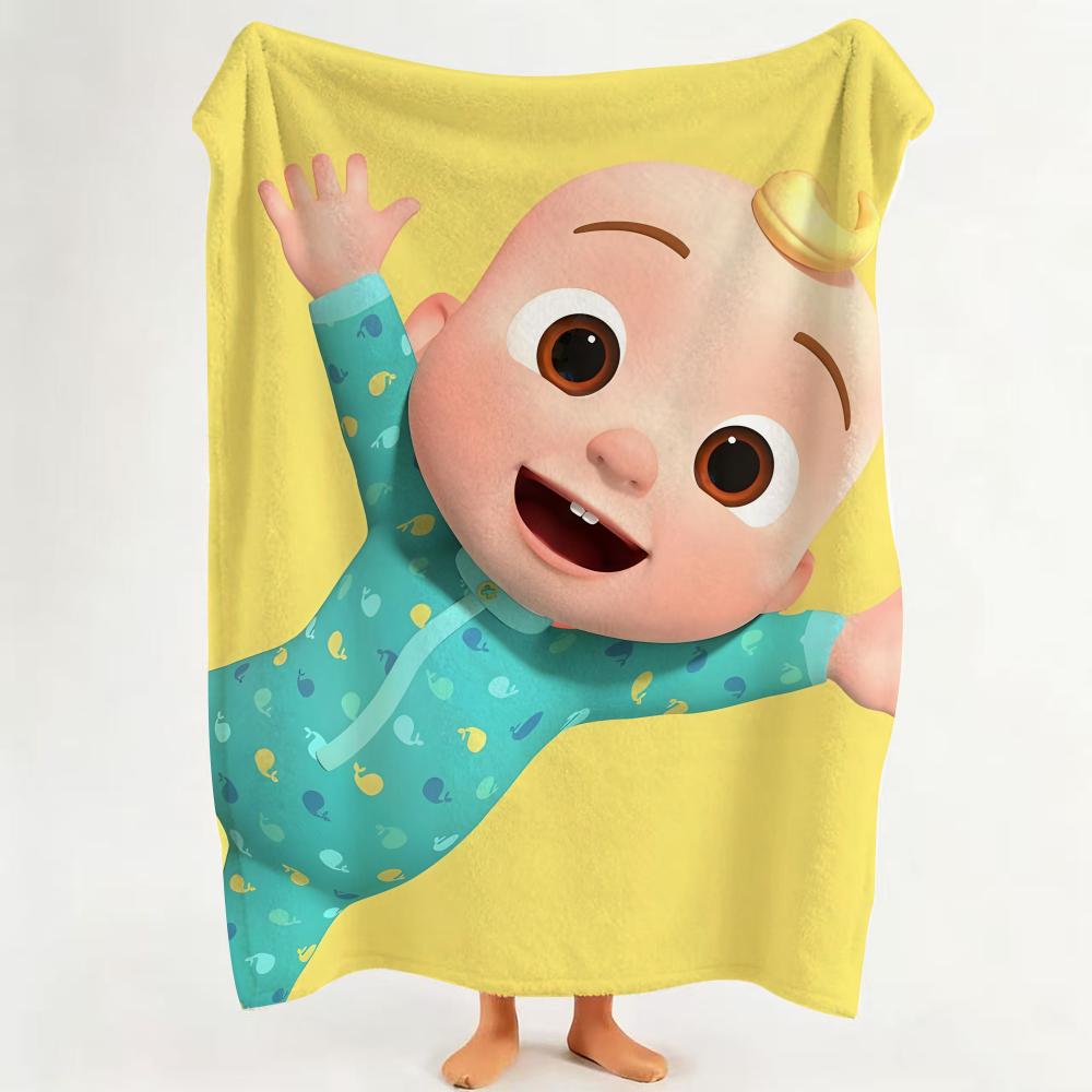 Cartoon C Cocomelon  Flannel  Blanket Suitable for Sofa Living Room Bedroom