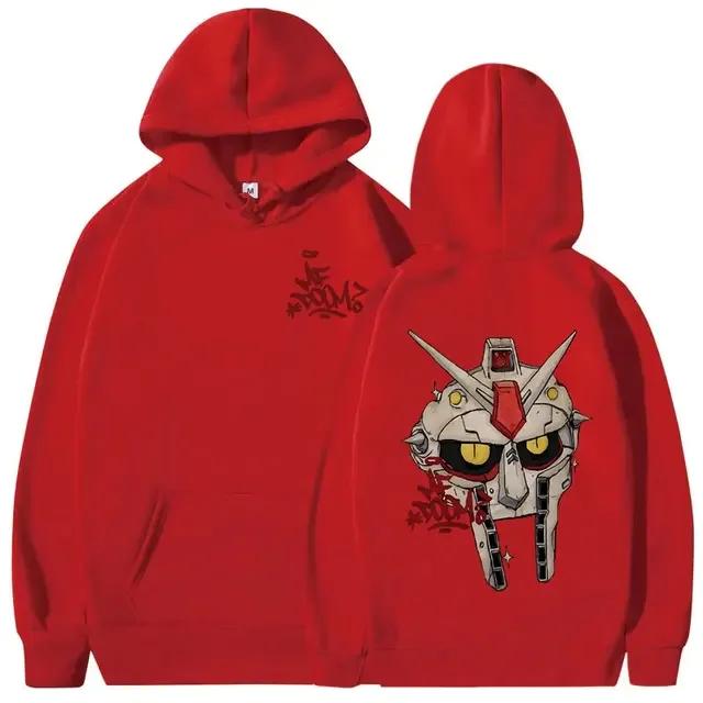Metal Mask Pattern Men's and Women's Matching Fall/winter Warm Fleece Hoodie with Hip-hop Style