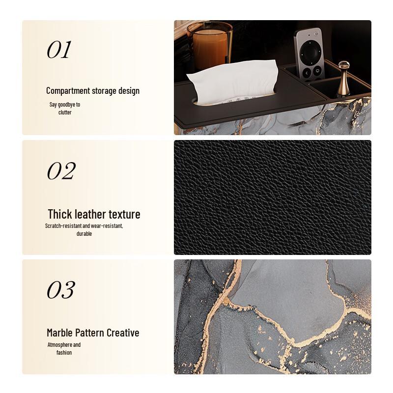 Handun Light Luxury Desktop Tissue Box with Organizer