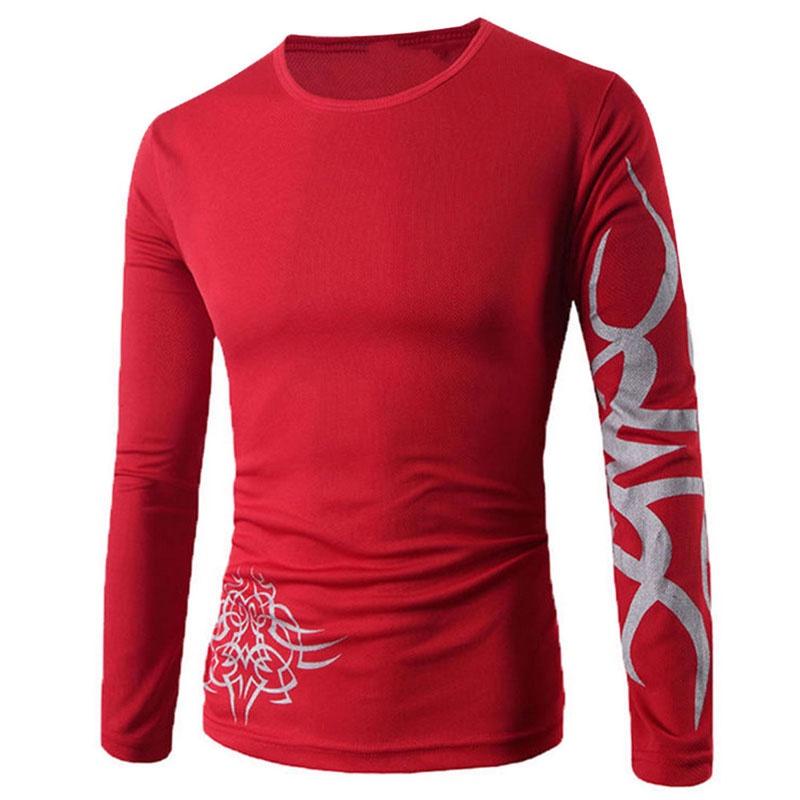 Premium Quality Fashion Men's Slim Fit O-neck Long Sleeve Muscle Tee T-shirt For Casual Wear