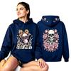 Fashion Vintage Women's Hoodie Skull Flower Printing Loose Fashion Pullover Autumn Clothing Casual Clothes Men Women Tops Sweatshirts