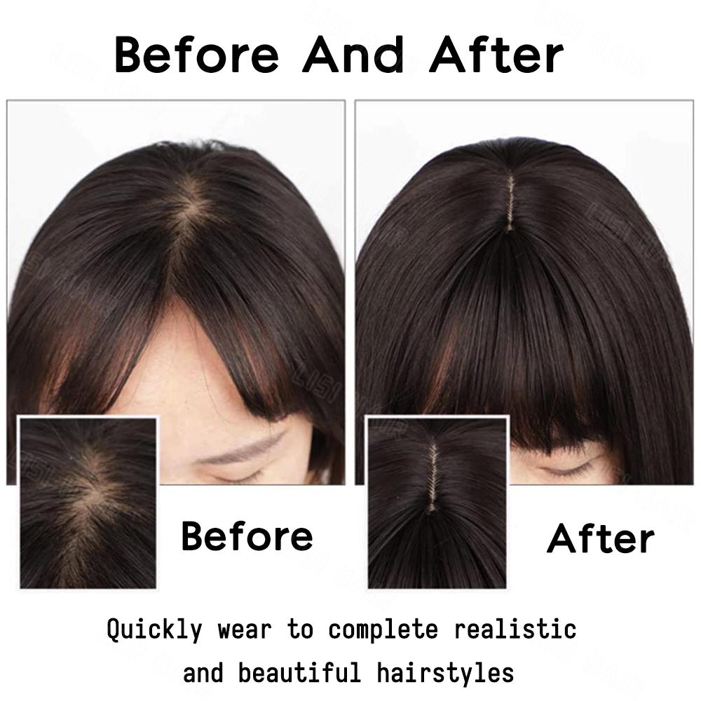 Синтетические прямые заколки для волос в наращивании волос натуральные короткие шиньоны для женщин с челкой натуральный цвет