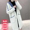 Autumn Both Side Wear Mid-length Hooded Faux Mink & Faux Fur Coat for Women