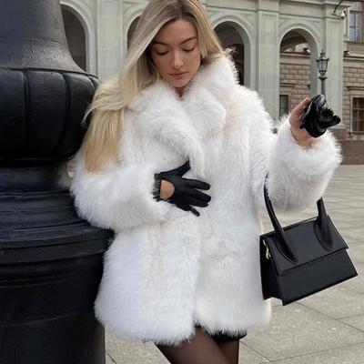 Осень и зима Новое пальто из искусственного меха Костюмный воротник Пальто средней длины Женское пальто