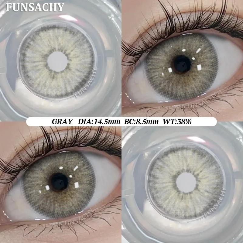 FUNSACHY Color Contacts 1Pair Natural Brown Корейские большие контактные линзы для глаз Красота серые зрачки цветные мягкие линзы ежегодно
