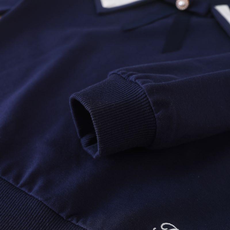 Детский свитшот с отложным воротником в консервативном стиле для девочек, весенне-осенняя рубашка-поло, детская хлопковая осенняя детская рубашка с бантом для маленьких девочек, одежда с длинными рукавами