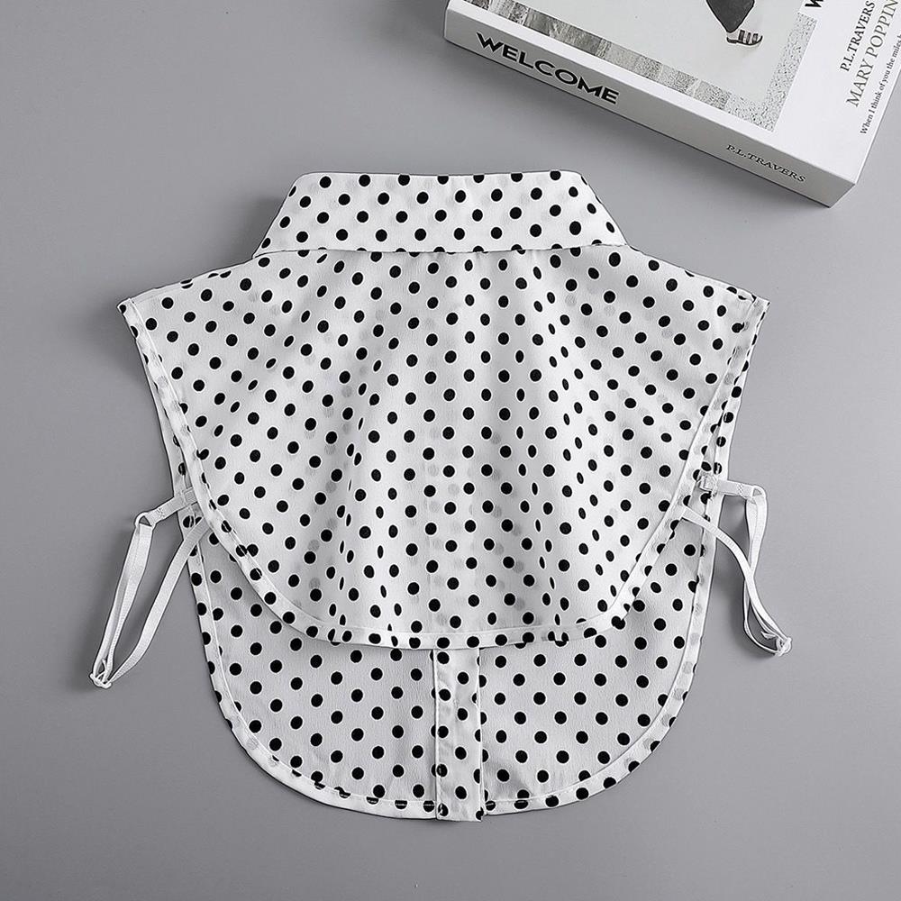 Classic Dots Front Tie White Fake Collar For Women Stand Detachable Collar Fake Half Shirt Blouse Girls Vintage False Collar New
