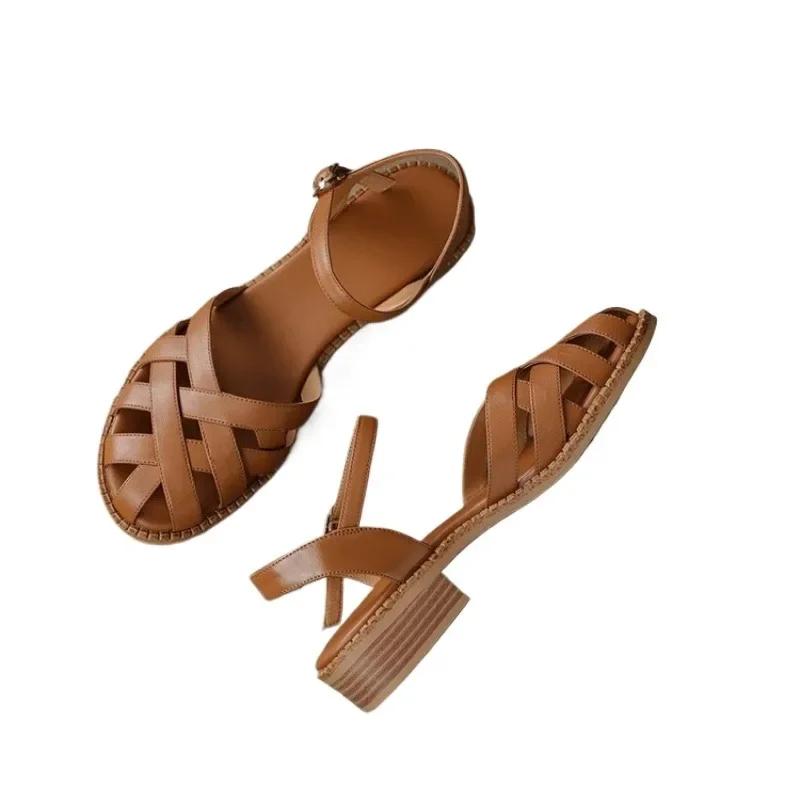 High Quality Summer Women's Sandals with Needle Buckle Closed Toe Hollow Out Breathable Outdoor Leisure 2024 Dress Women's Shoes