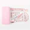 Compasses Student Geometry Set Math Compass Divider, Set Squares, Ruler, Compasses and Protractor, 8 Piece Set Measuring Tools(Pink)