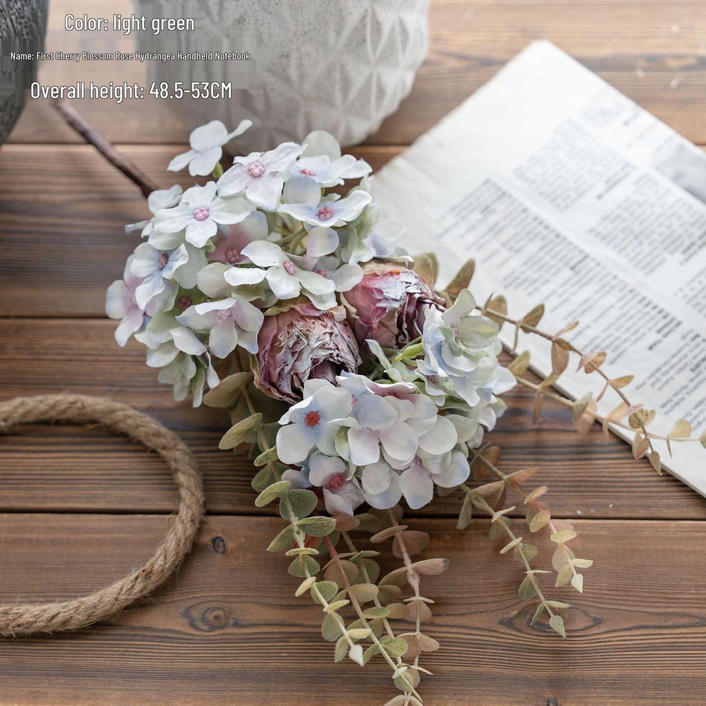 Cherry Rose Hydrangea Handheld Album: Artificial Floral Arrangement for Weddings and Decorations