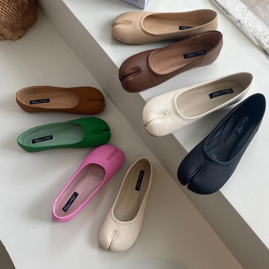 Flat-Bottomed Bean Pig'S Foot Single Shoes For Women In 2026, Horseshoe Split-Toe Thumb Pig'S Foot Boat Shoes, Ladle Shoes