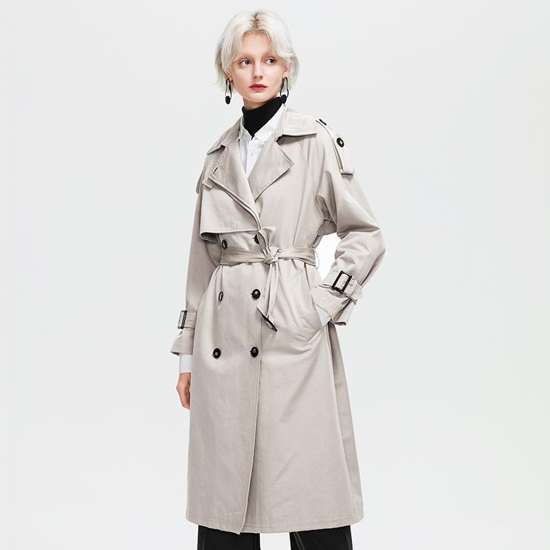 Тренч Ziai с длинными пуговицами и карманами для женщин на весну и осень