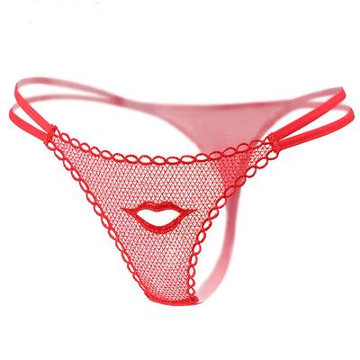 Эротические красные трусы, женские трусики розового цвета, прозрачное кружевное сексуальное женское белье для девочек, трусики с низкой талией и вышивкой для губ