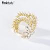 Fashion Pink Rhinestone Wheat Brooch Romantic Creative Zircon Bow Brooch Pins for Women Jewelry PD1309