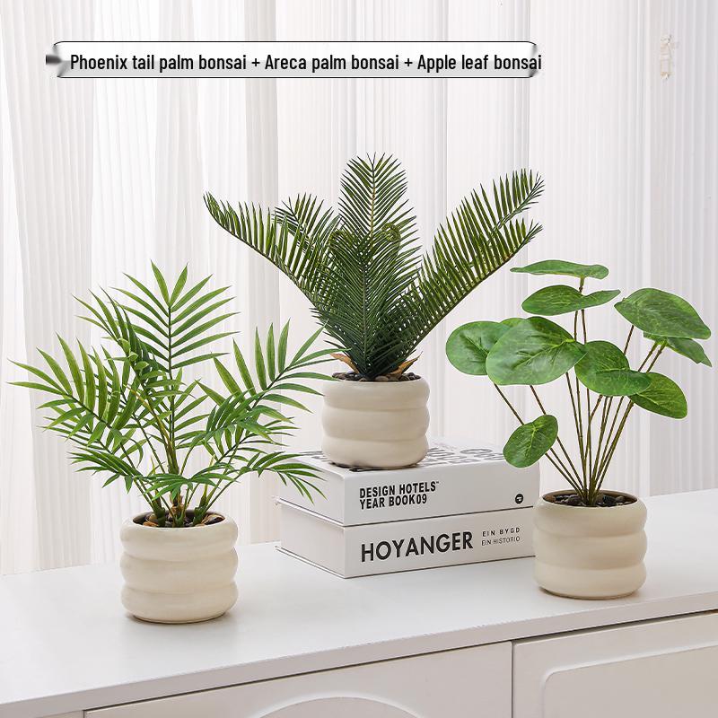 Nordic Small Potted Plant Decor - Indoor Bonsai & Bionic Greenery for Office or Living Room.