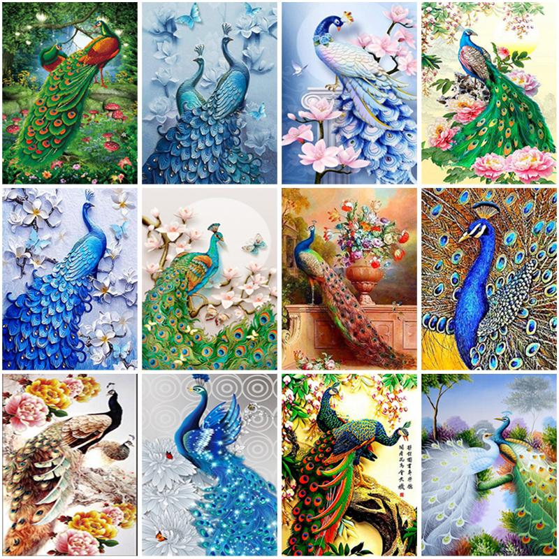 5D DIY Diamond Embroidery Animal Peacock Cross Stitch Diamond Painting Full Round Drill Picture of Home Christmas Present