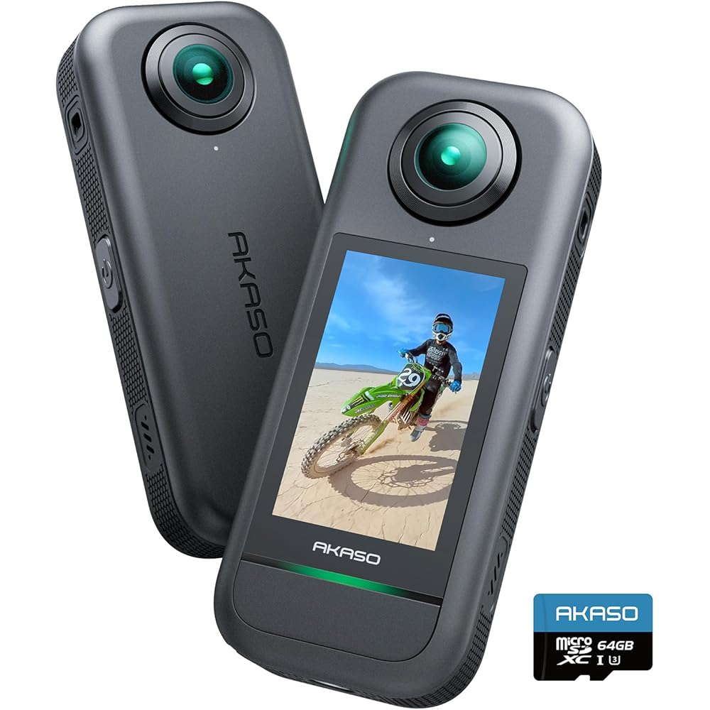 AKASO 360 360-degree Camera Action Camera with 64GB SD Card - 5.7K 360-degree Video, 72MP 360-degree Photos, New 1/2-inch 48MP Sensor, 360° Horizontal