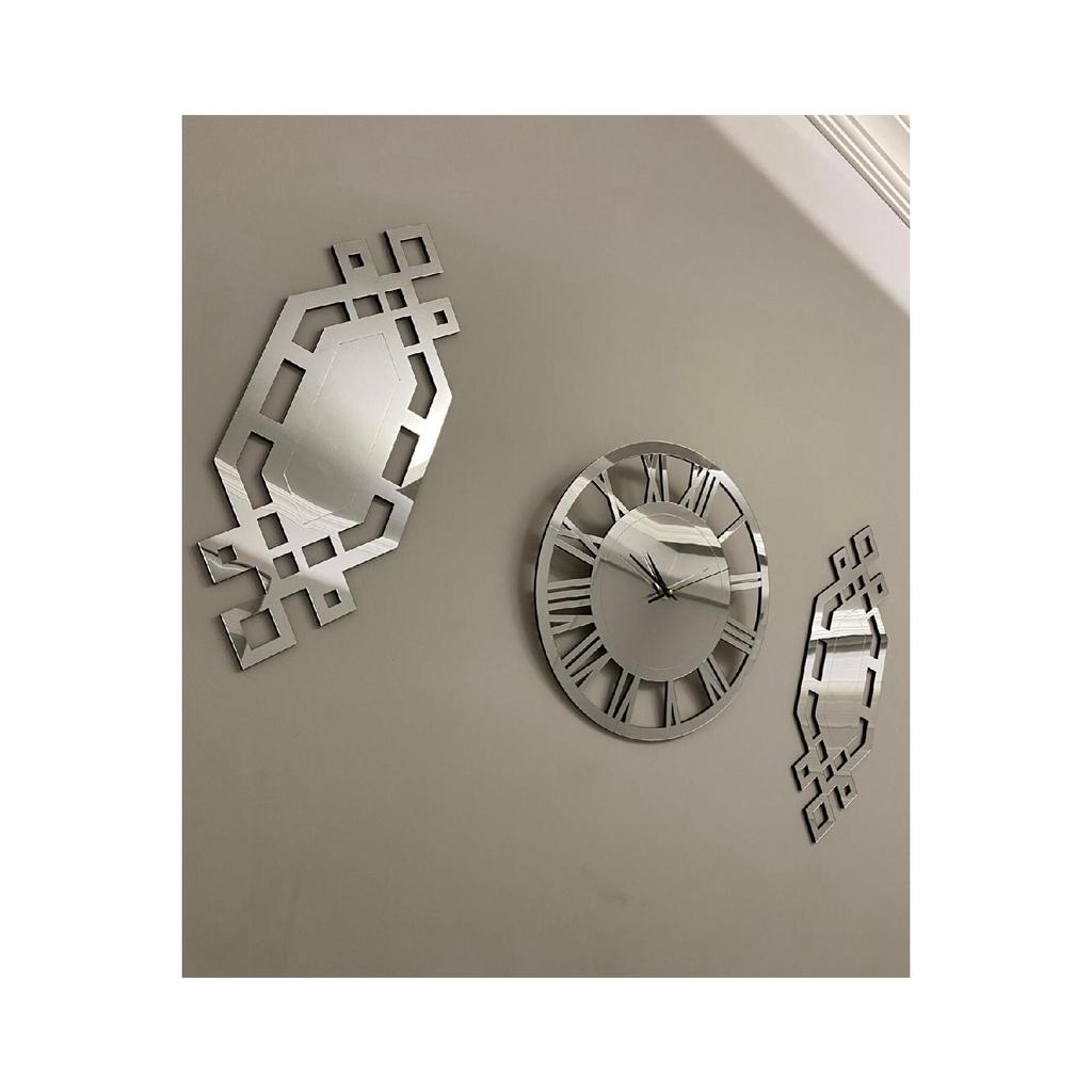 Декоративные настенные часы, набор из 3, 40 см, серебряные, современные настенные часы с римскими цифрами, 18 х 51 см, живопись пахлавой