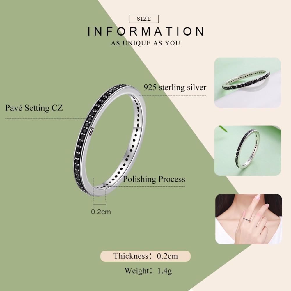 Bamoer TOP SALE Authentic 925 Sterling Silver 4 Colors Dazzling CZ Stackable Rings for Women