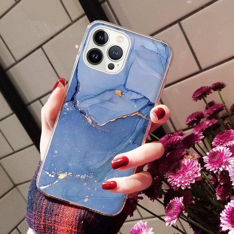 Чехлы для iPhone 14 12 11 13 Pro Max Чехол Силиконовый Funda на iPhone 13Mini X XS Max XR 8 7 14 Plus Цветная Мраморная Живопись