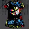 2 PCS Boys Casual Glow-in-the-Dark Cute Ink Graffiti Print Short Sleeve T-Shirts and Shorts Set