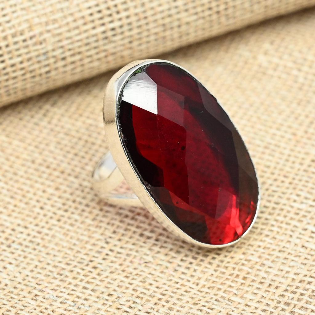 Уникальный красный гранатовый драгоценный камень стерлингового серебра 925 пробы ручной работы кольцо обещания всех размеров