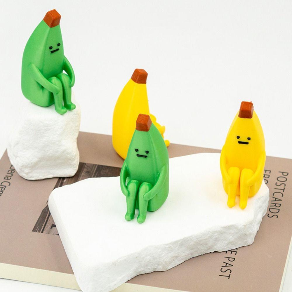 Yellow Green Anxious Banana Ornaments PLA Material Mini Model Desktop Toys Home Decoration