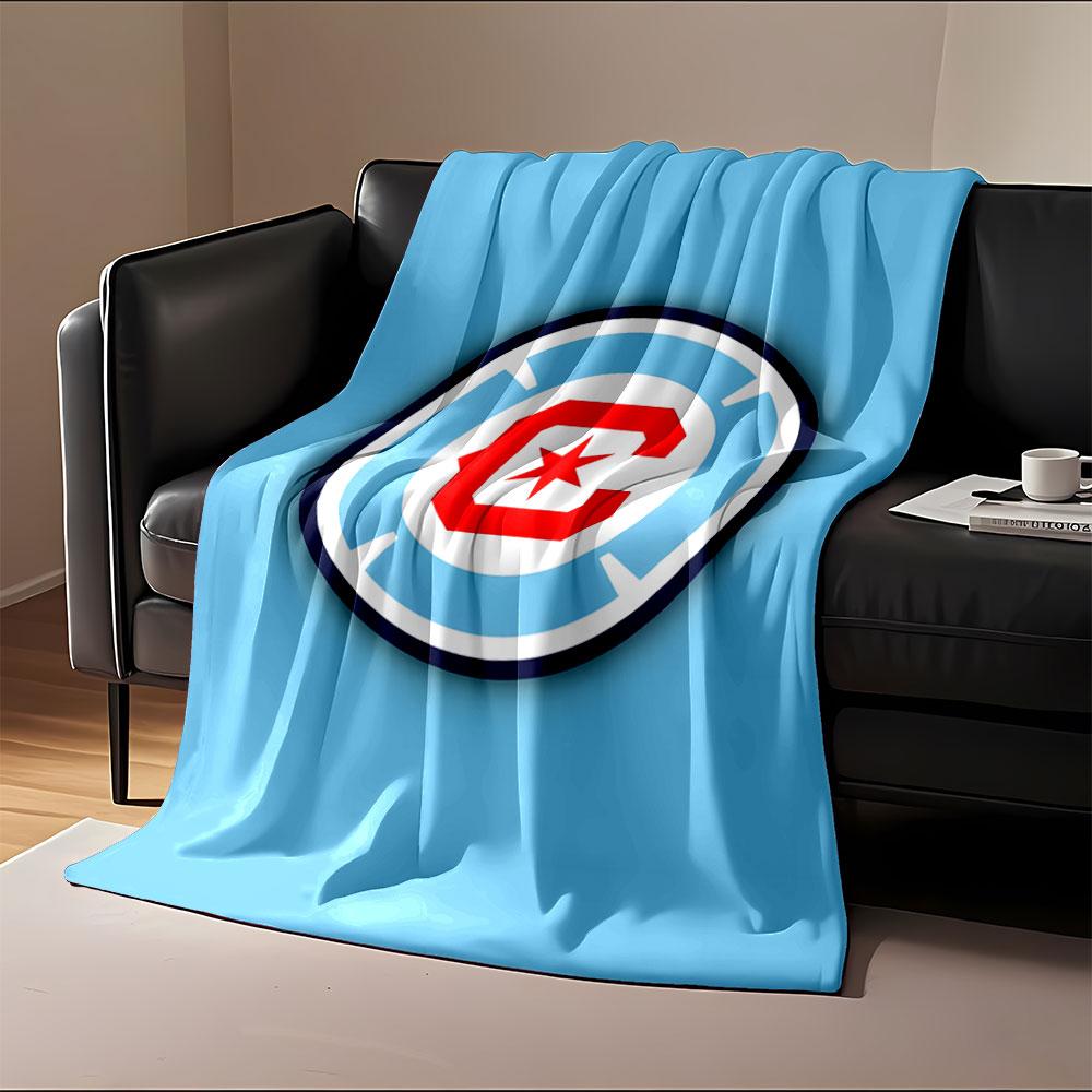 Chicago Style Logo on Blue Background print blanket soft and cozy perfect for the living room bed sofa or a nap,gift