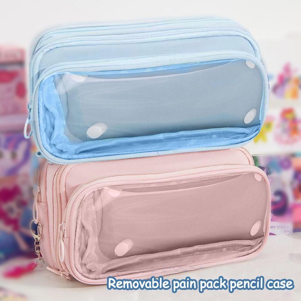 Прозрачный пенал на молнии, большая вместимость, коробка для канцелярских принадлежностей, модная упаковочная сумка, студенческий