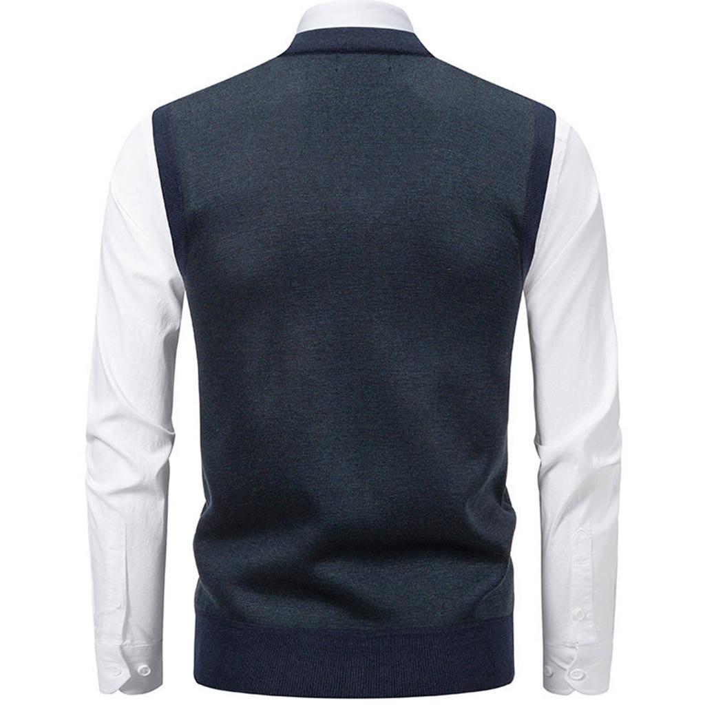 Men's Winter Fleece-Lined Plaid Vest, Pullover, Loose-Fitting Men's Sleeveless Sweater Vest