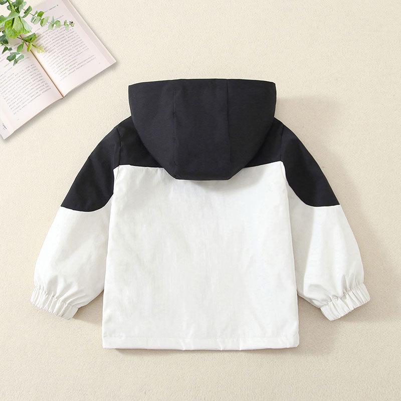 Kids' Color Block Hooded Windbreaker - Spring/Autumn 2026 Boys' Long Sleeve Jacket