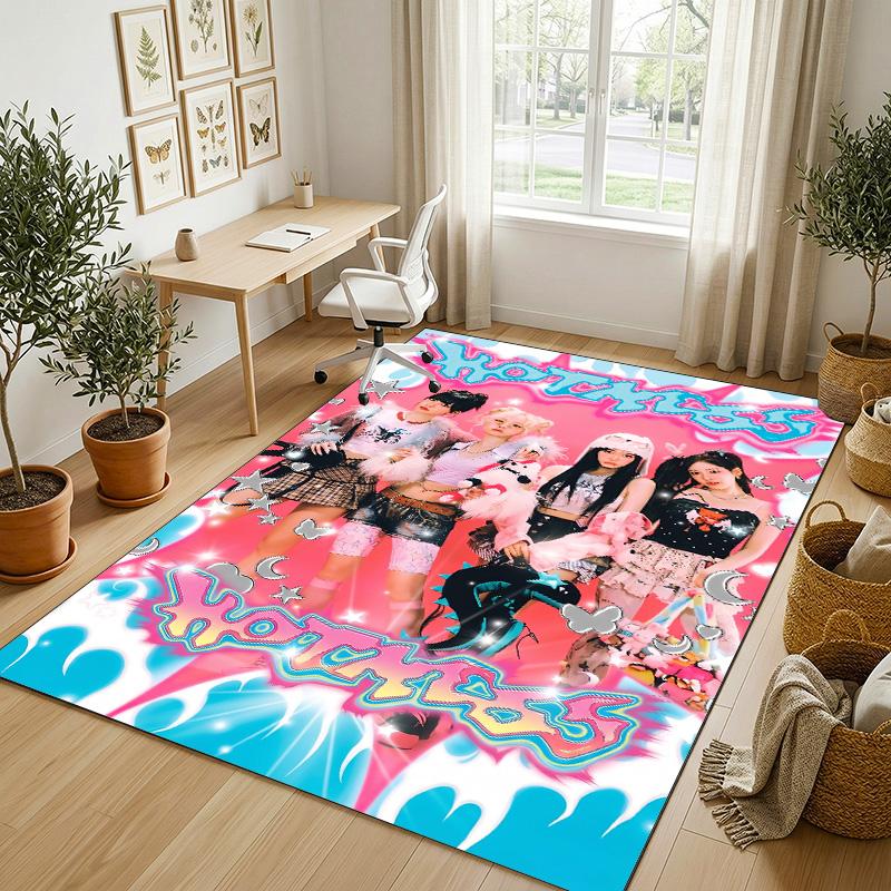 Personalized Crystal Velvet Carpet,aespa Custom Printed Name, Plush Area Rug For Home Indoor Decor