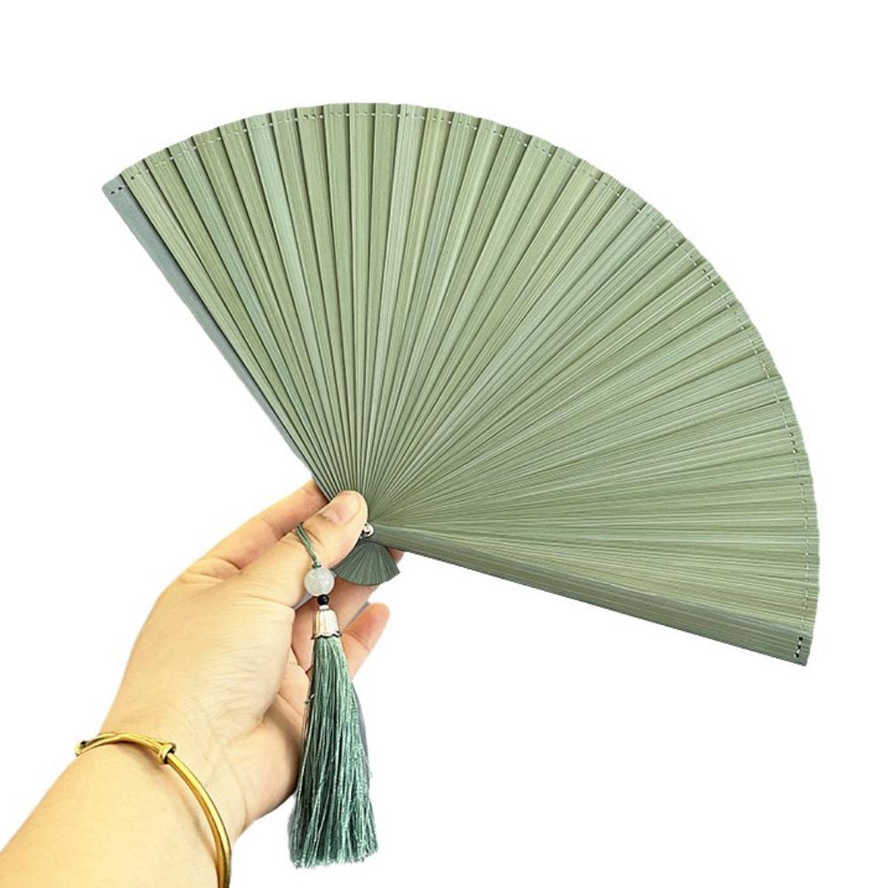 Chinese Style Tassel Folding Fan Solid Color Kimono Fan Elegant Handheld Fans Wedding Party Decor
