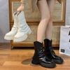 Женские ботинки Мартин в британском стиле, популярные осенью, новые осенне-зимние, европейские и американские, на толстой подошве, однотонные, с круглым носком, задняя молния т