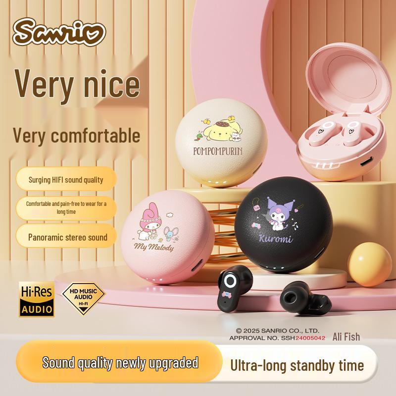 Беспроводные Bluetooth-наушники Sanrio Hello Kitty J17 с шумоподавлением - Милый мультяшный унисекс-дизайн