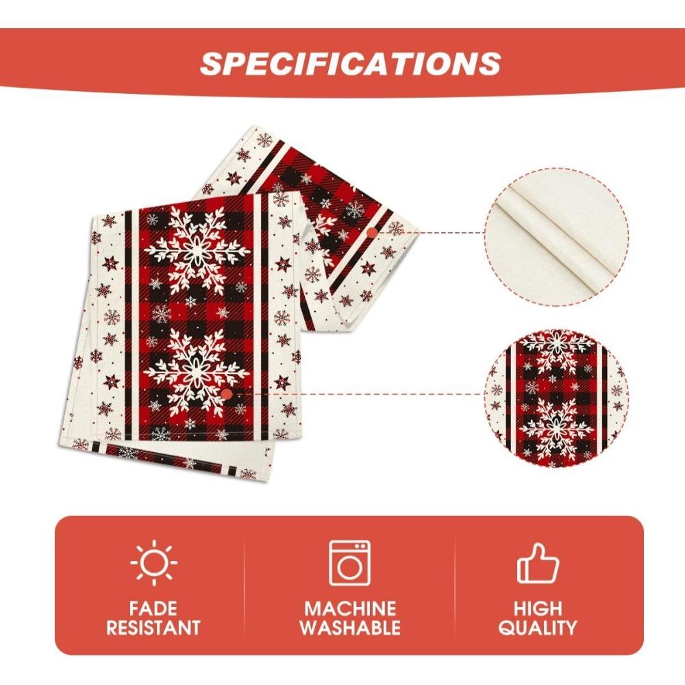 Artoid Mode Скатерть рождественская в клетку буффало со снежинками, сезонное зимнее украшение кухонного обеденного стола для домашнего праздничного декора, 13x72 дюйма