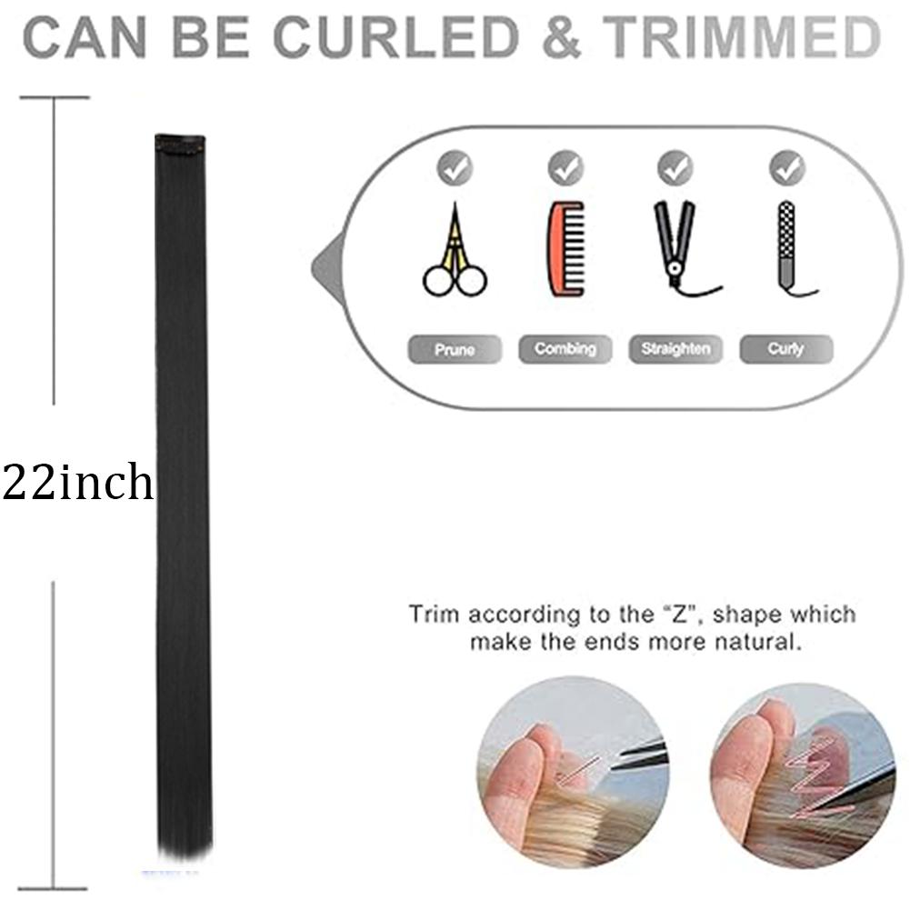 10 шт./упак. Цветные накладные пряди для вечеринки, заколки для волос для девочек, 18 дюймов, омбре, прямые, синтетические 2027