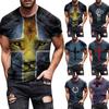 Men's Street Fashion Cross Belief Printed Round Collar Short Sleeve T Sleeve