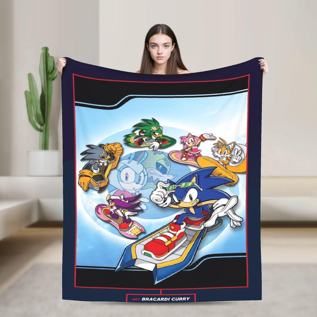 Sonices the H-Hedgehogs Soft Blanket Boy Girl Plush Throw Blanket Funny Bedroom Flannel Bedspread Sofa Bed Cover