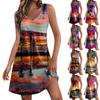 Женские повседневные летние платья-майки с карманами, гавайские платья без рукавов с v-образным вырезом и принтом