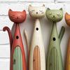 Colorful Cat Pattern Key Hanger Wooden Keychain Holder Useful Wall Key Holder  Porch Decoration