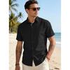 Men S Solid Color Short Sleeve Button Up Casual Shirt For Summer