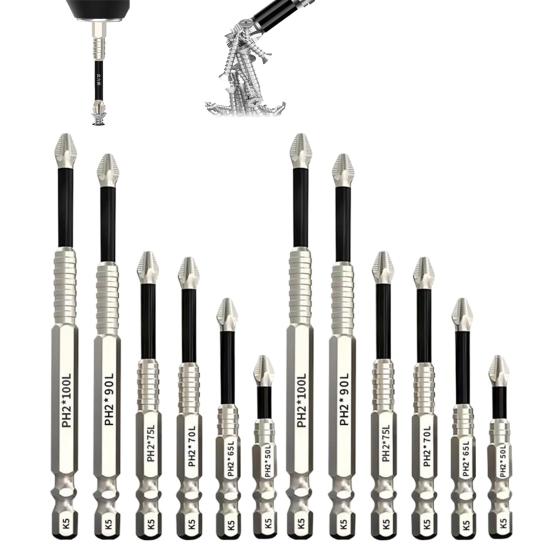 Набор из 9/12 сверл, нержавеющие, противоскользящие, магнитные, широкие, для электрической отвертки