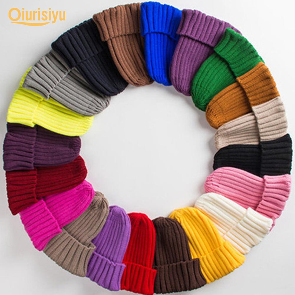 Унисекс однотонная теплая вязаная шапка в стиле хип-хоп