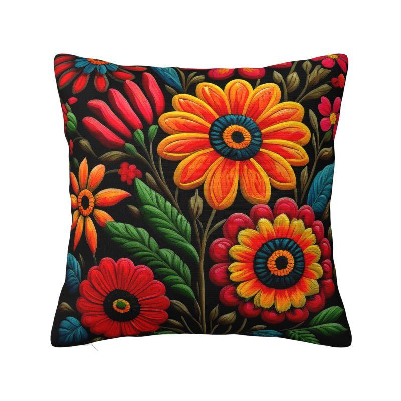 Mexican Flower Patchwork Print Cushion Cover x cm Polyester Velvet Throw Pillow Case For Sofa Decoration Bedding Pillowcase